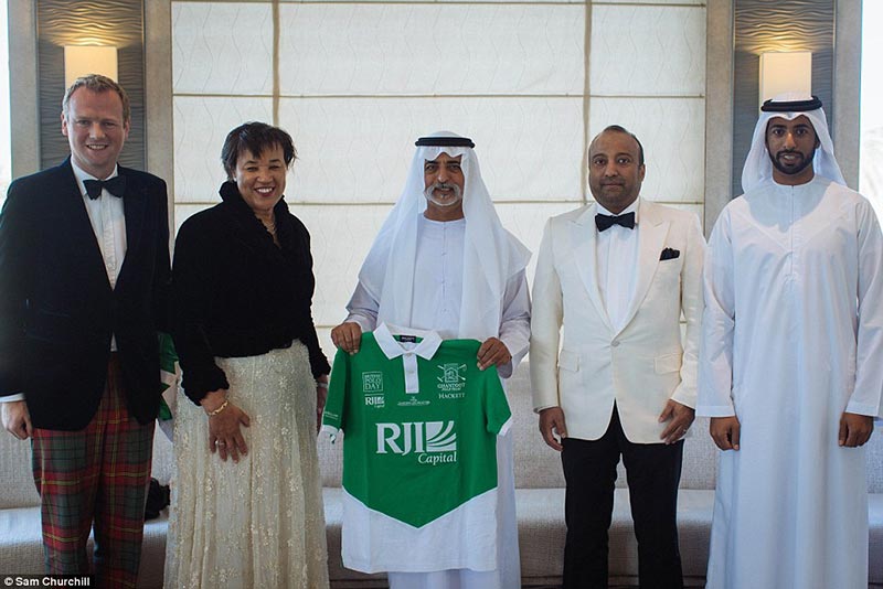 HH Sheikh Mohammed Nahyan bin Mubarak Al Nahyan (middle) with (from left) Tom Hudson, Baroness Scotland, Ron Wahid and HH Sheikh Mohammed Al Nayhan Bin Nayhan